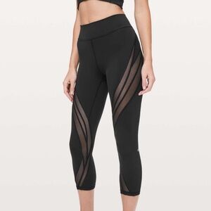 Black Mesh Panel Women's Leggings